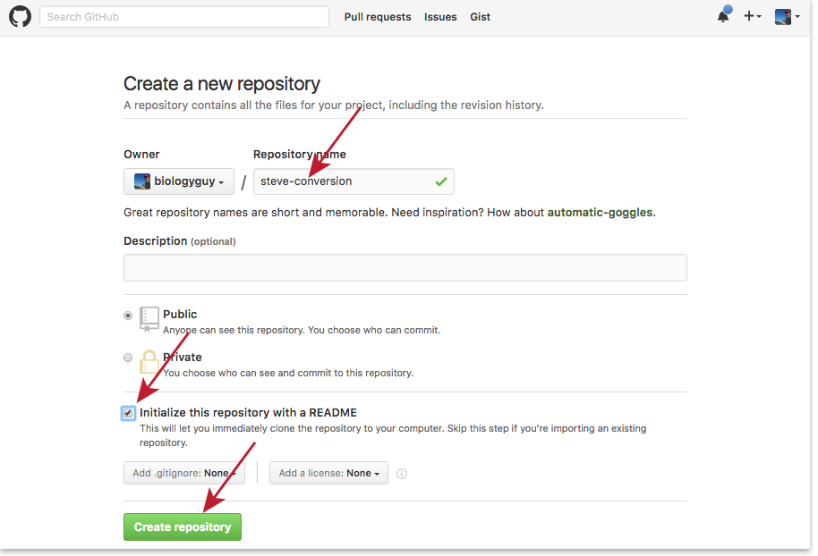 Creating a Repository on GitHub (Step 2)